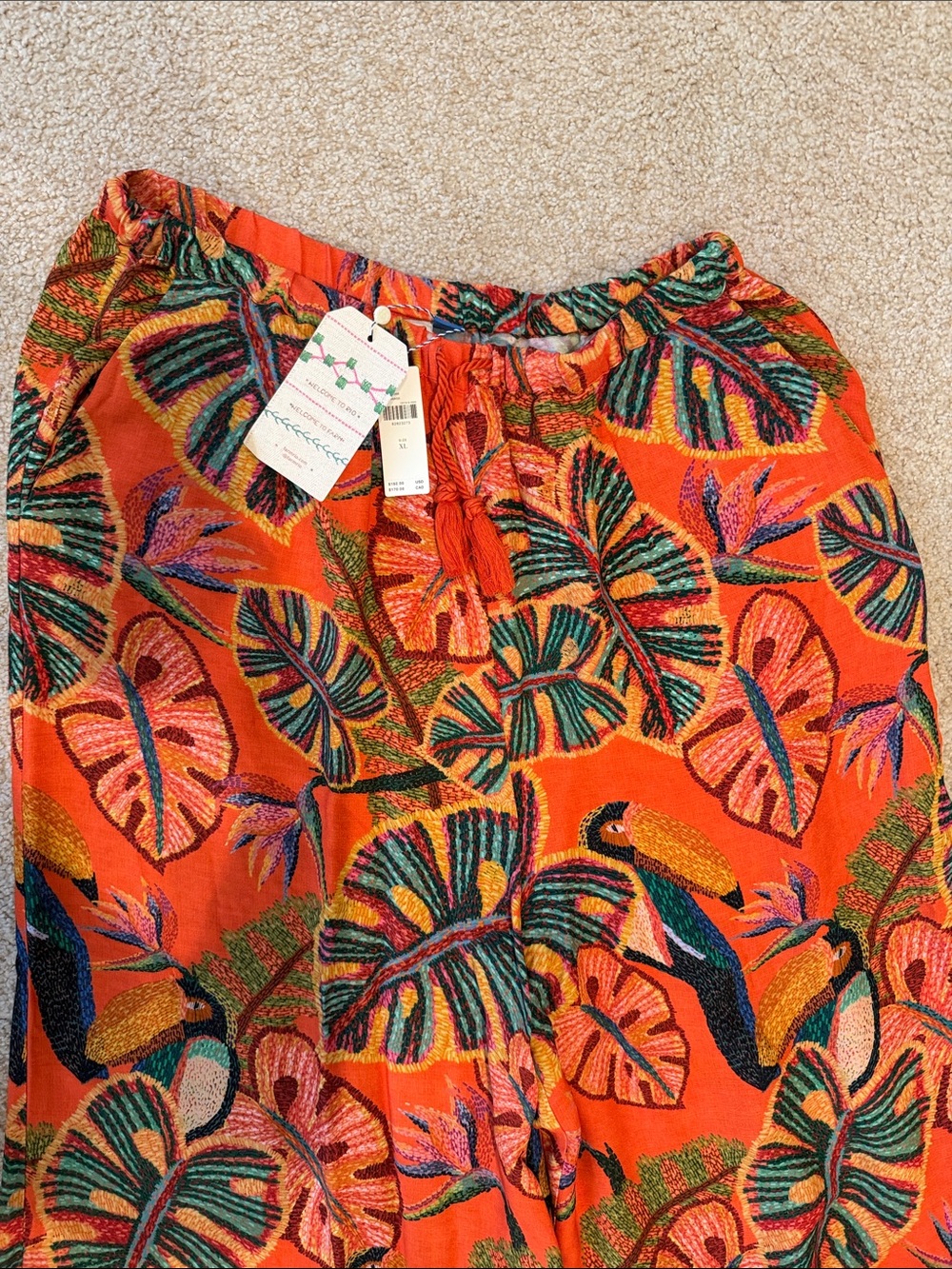 NEW FARM RIO Bright Orange Tropical Print Wide Leg Pants - Picture 5 of 7